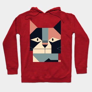 Geometric funny Cat Face Abstract Shapes Hoodie